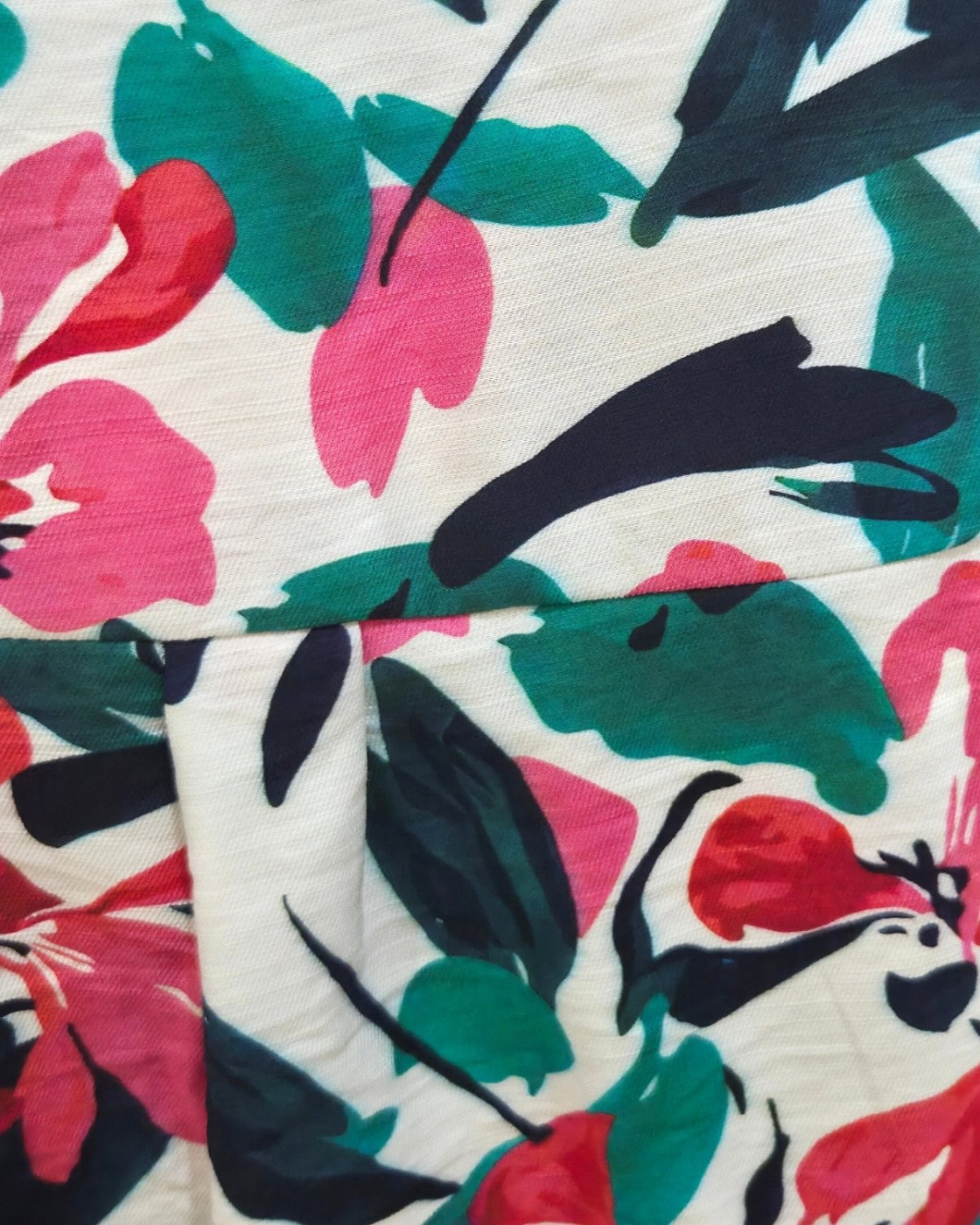 Chemisier femme écru fleurs roses et vertes Catalina