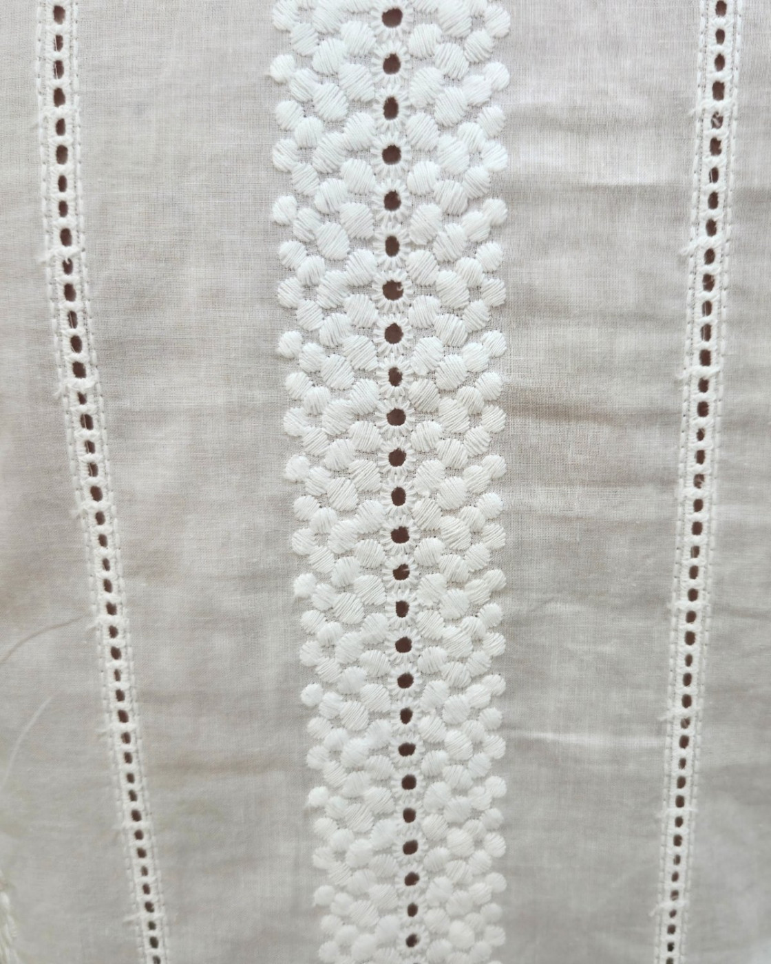 Chemisier femme blanc broderies fleuries ajourées Leonora