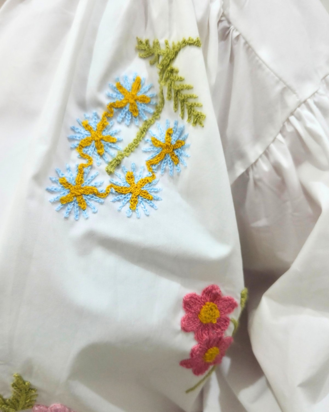 Chemisier femme oversize broderie fleurs