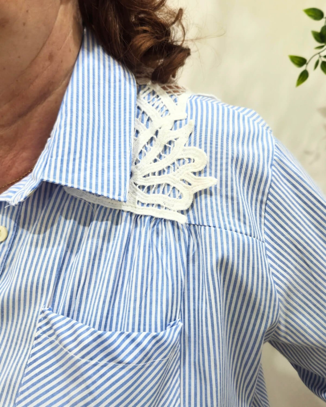 Chemisier femme oversize rayures et dos dentelle