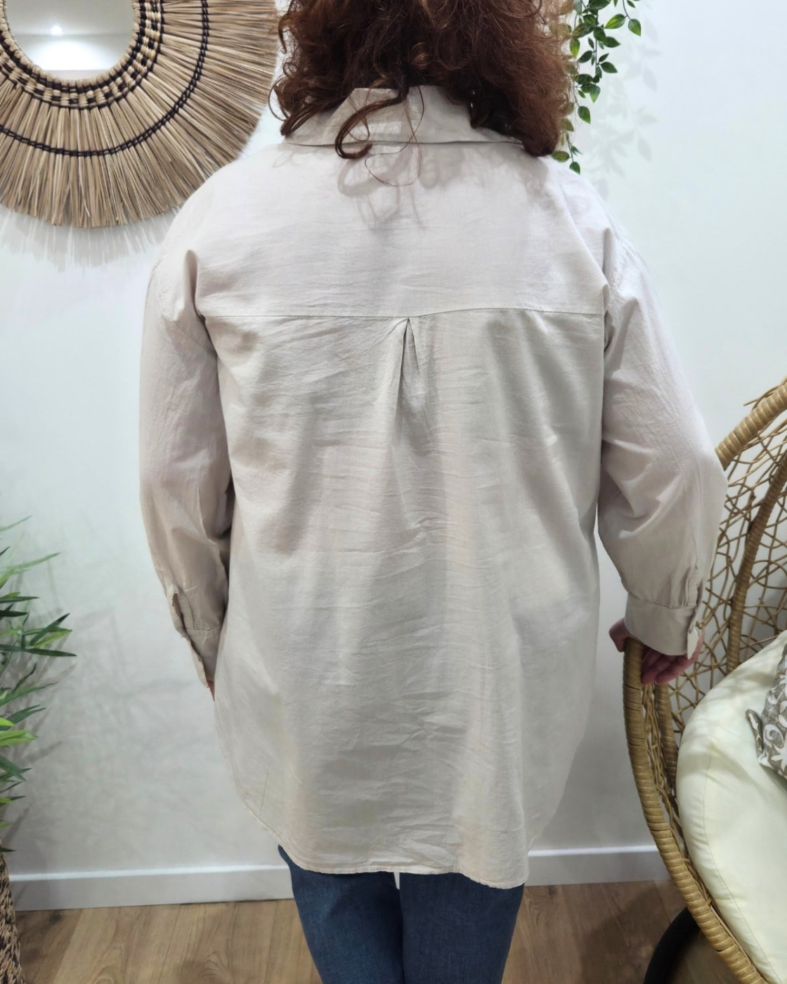 Chemisier femme oversize brodé à fleurs