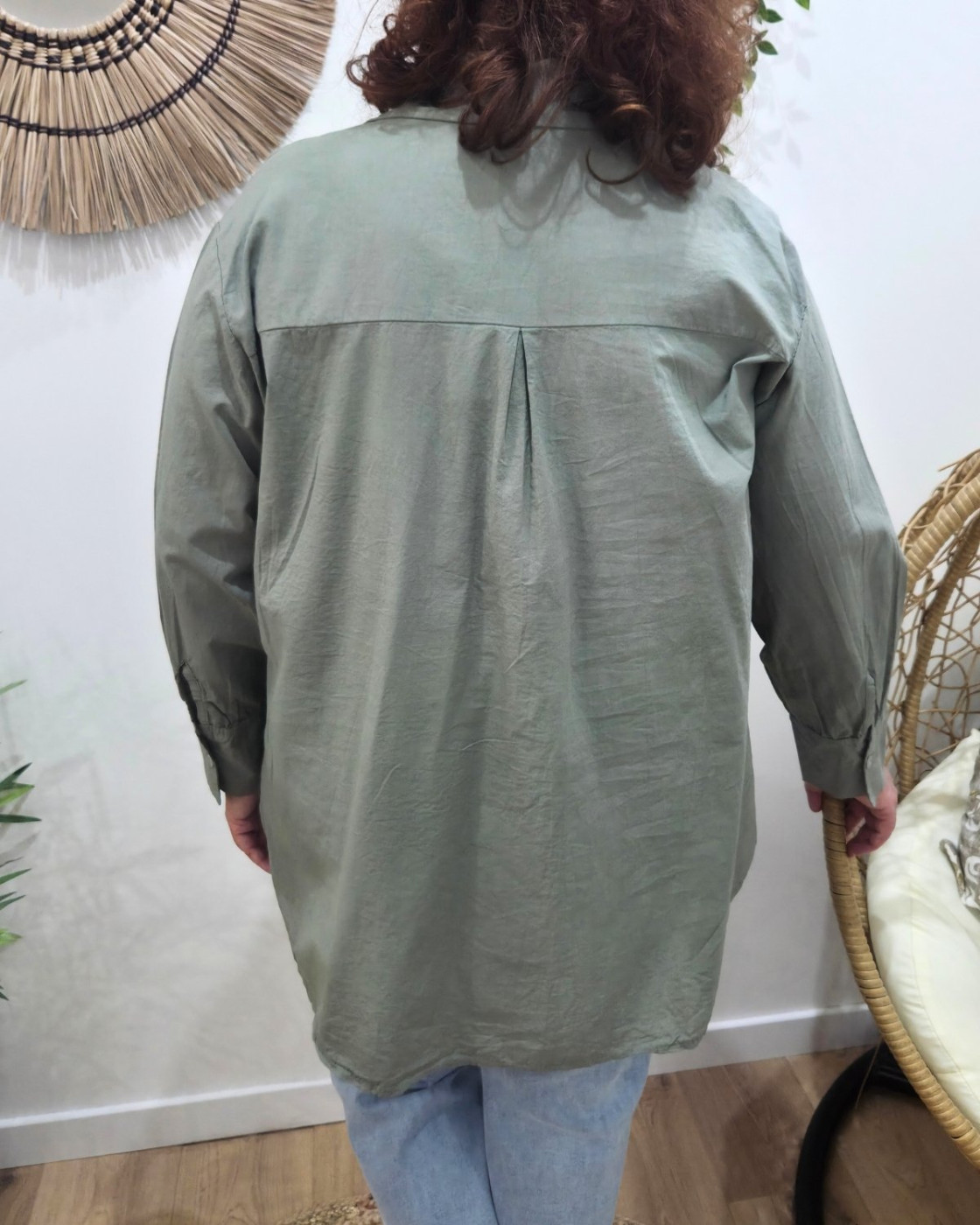 Chemisier femme oversize brodé à fleurs