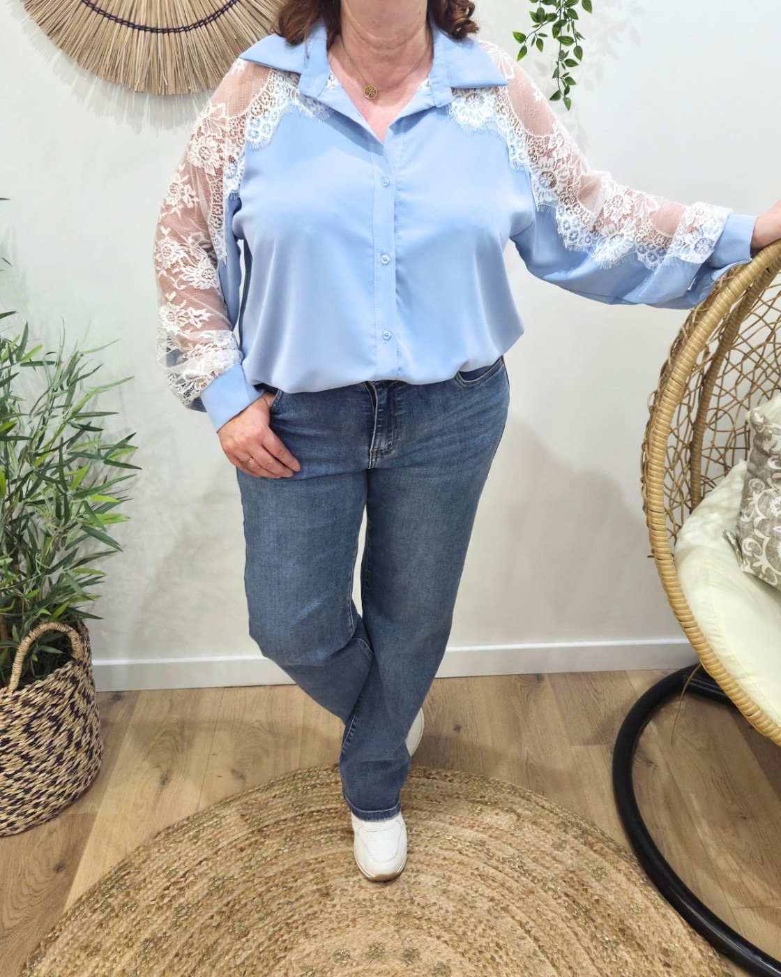 Chemisier femme fluide manches dentelle