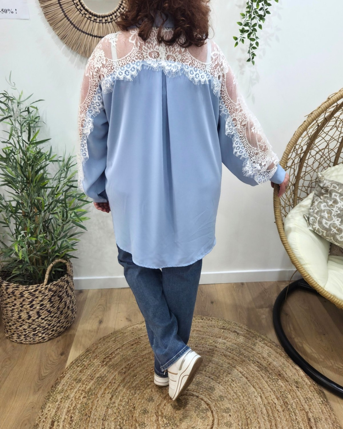 Chemisier femme fluide manches dentelle