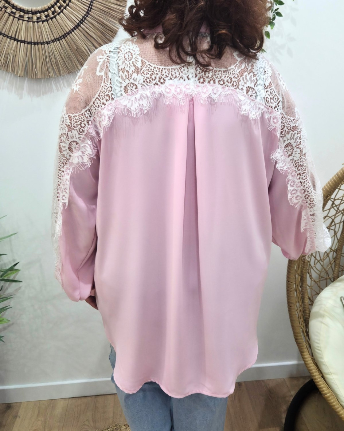Chemisier femme fluide manches dentelle