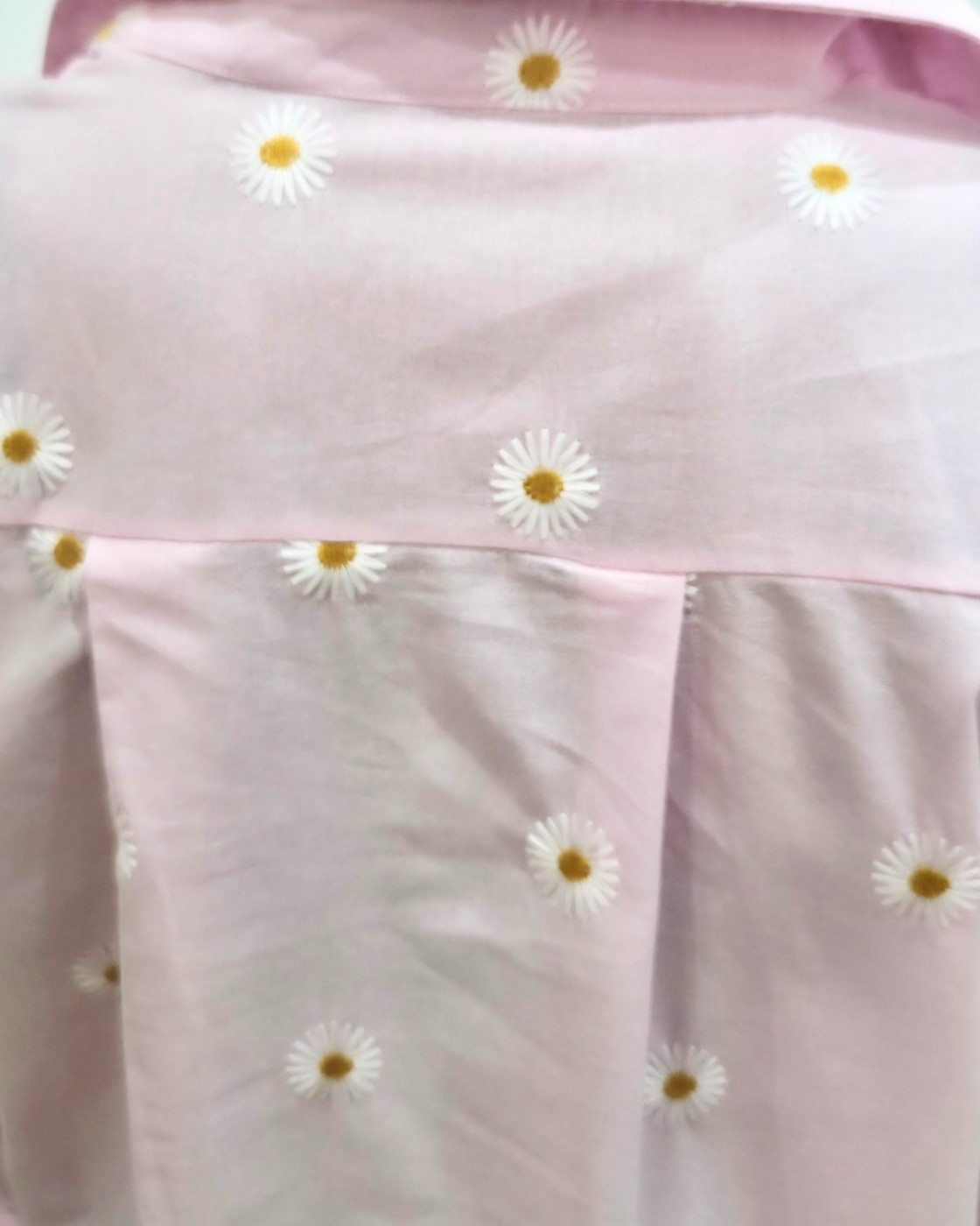Chemisier femme rose marguerites brodées