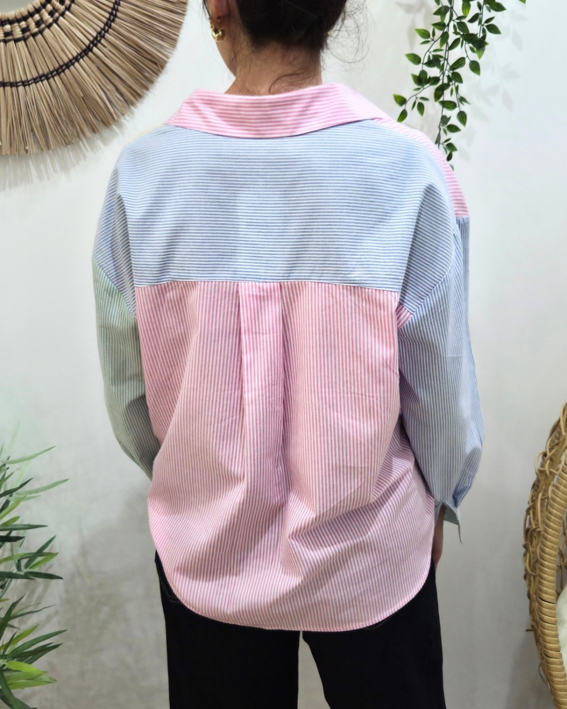 Chemisier femme rayée pastelle multicolore