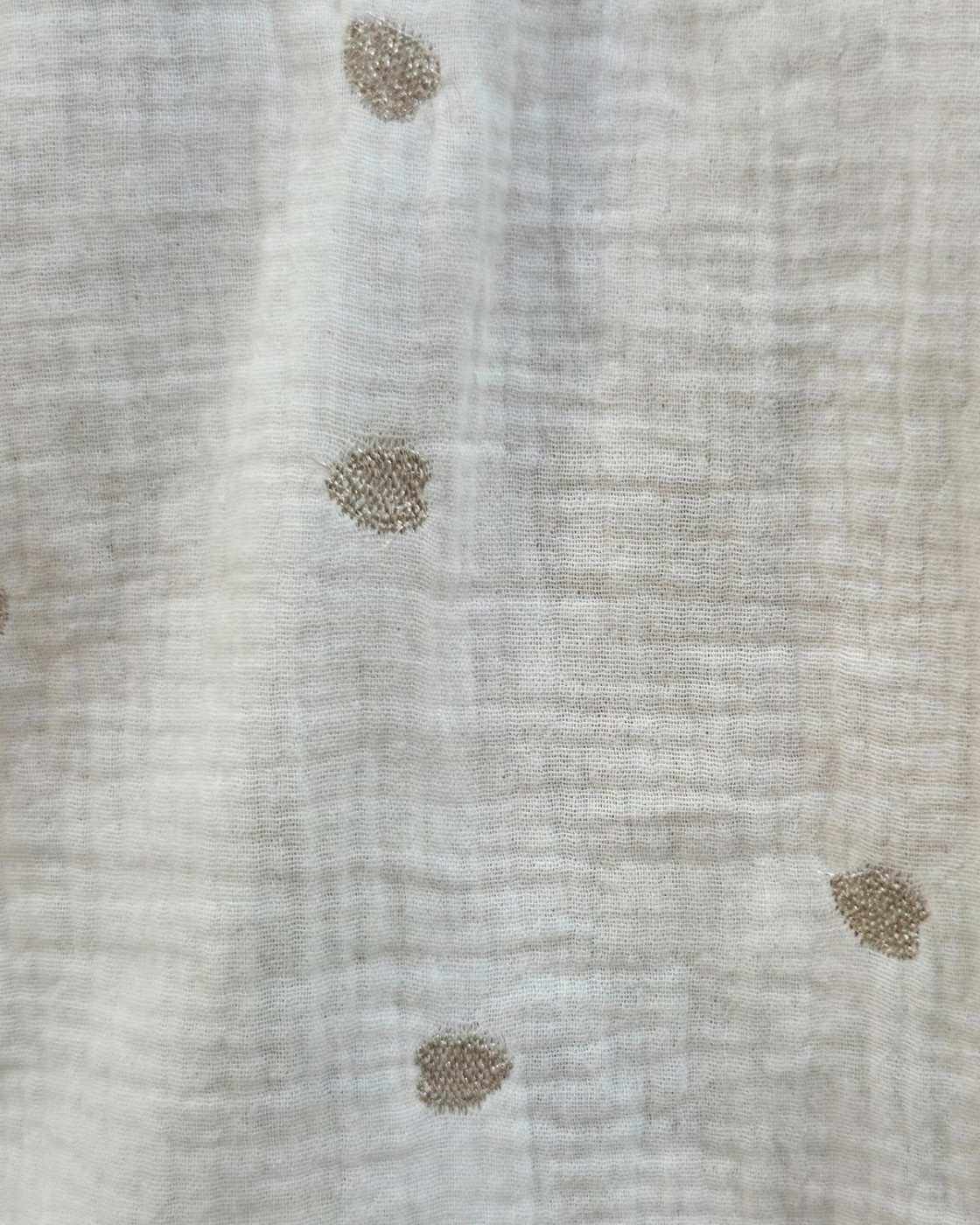 Chemisier femme blanc coton brodé coeurs dorés