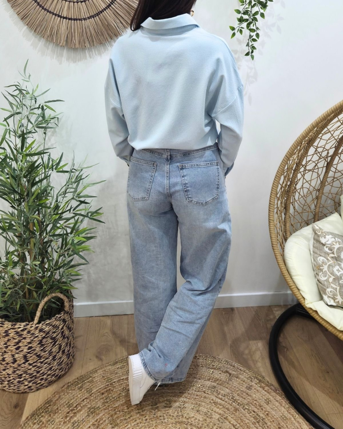 Chemisier femme rayé bleue boutons coeurs dorés