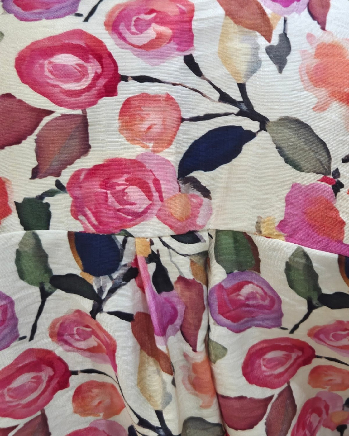 Chemisier femme écru fleurs roses manches brodées Solvi