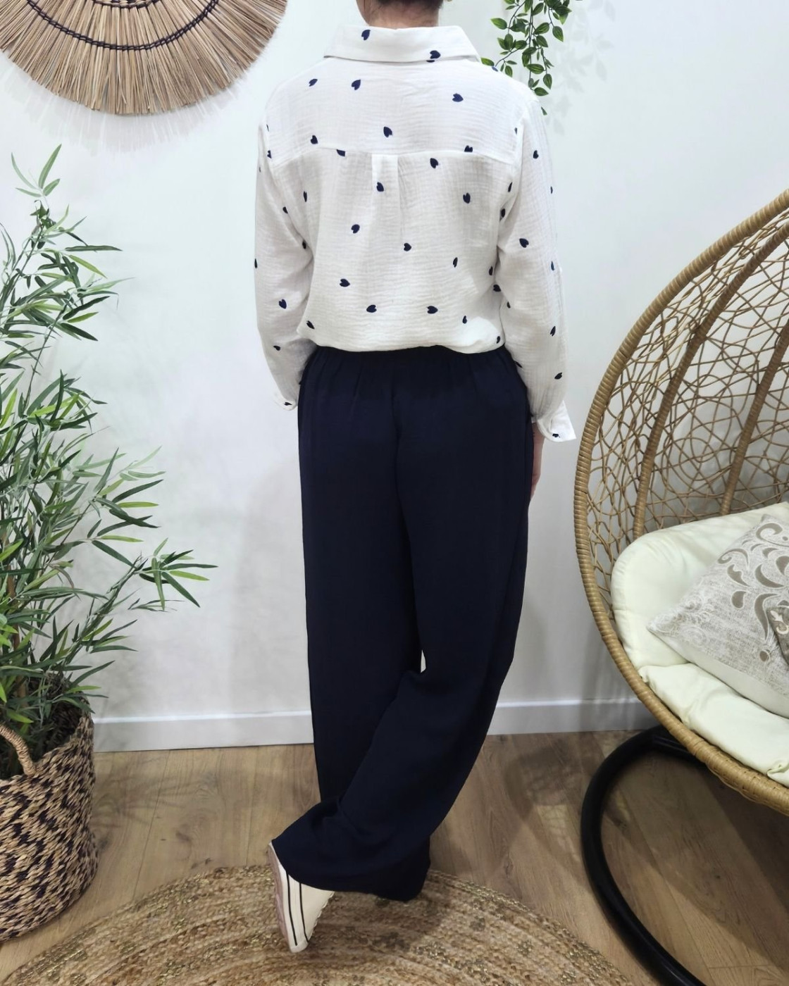 Pantalon femme fluide bleu marine Aricia