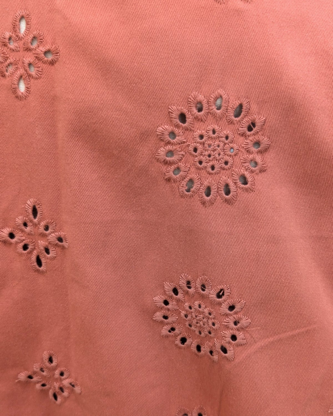 Chemise coton femme sans manches ajourée terracotta Gia