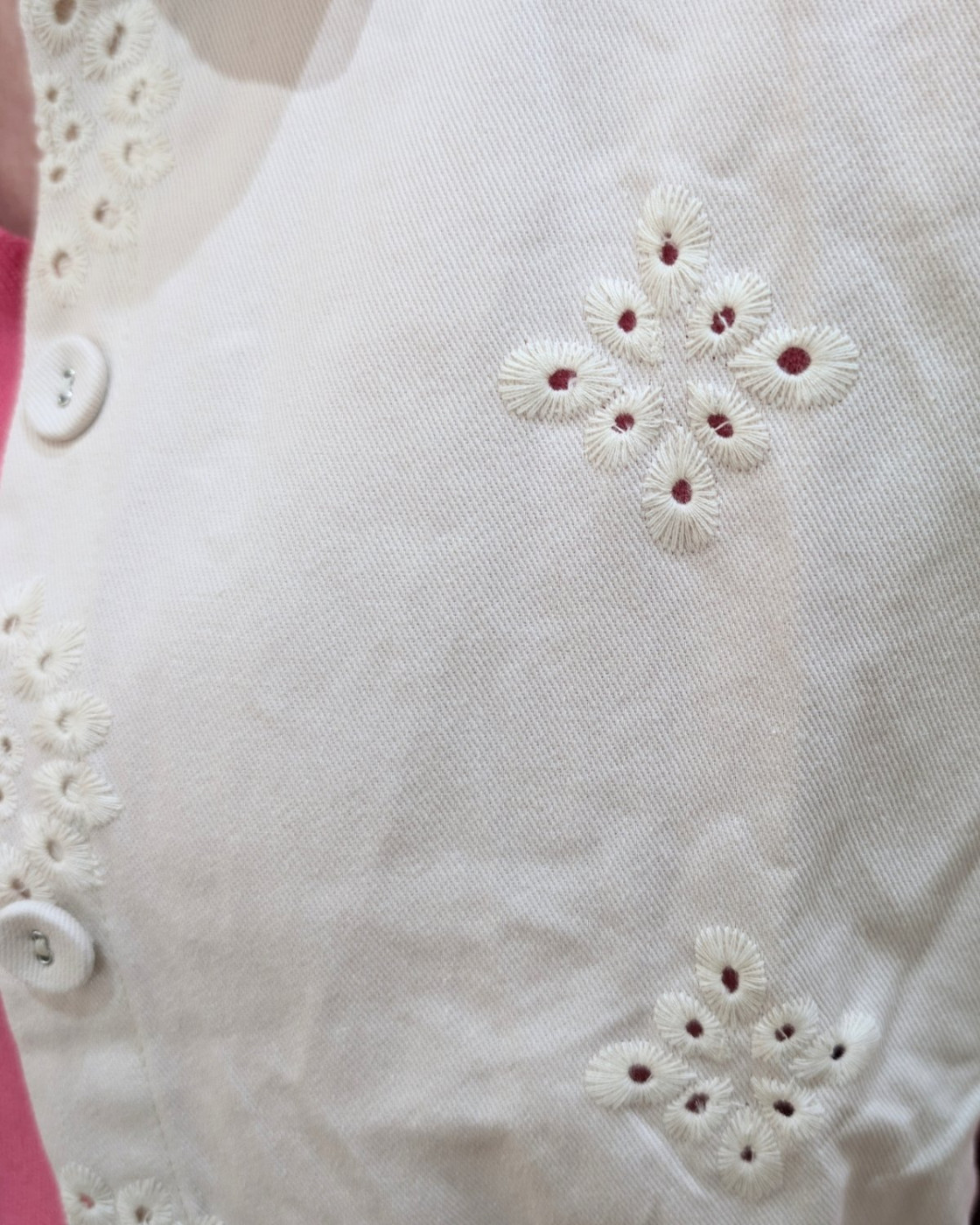 Chemise coton femme sans manches ajourée beige Gia