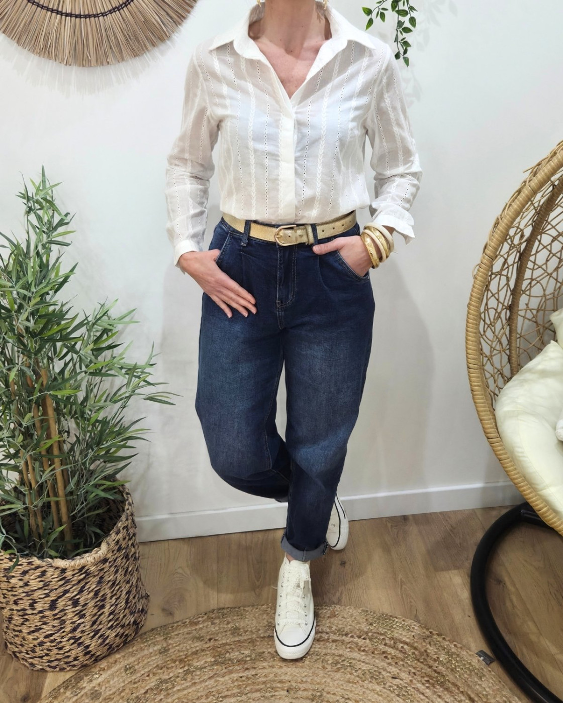 Chemisier femme blanc à broderies Elowen