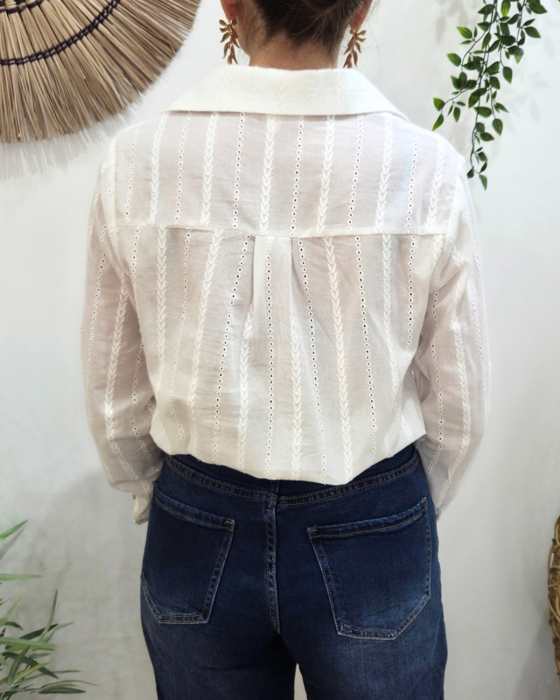 Chemisier femme blanc à broderies Elowen