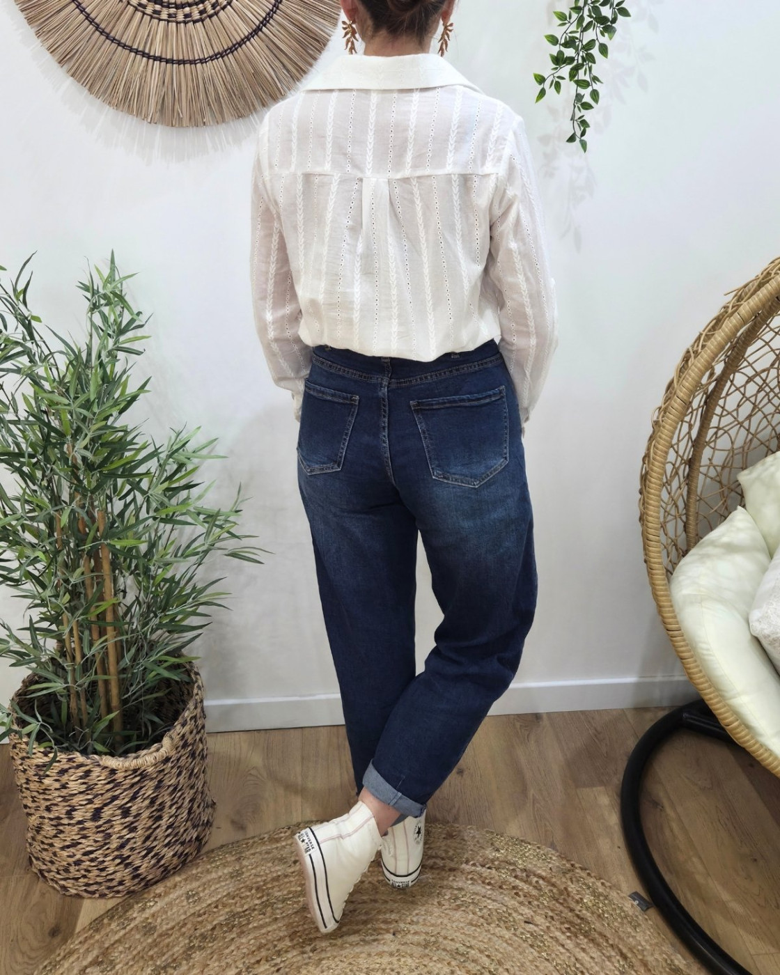 Chemisier femme blanc à broderies Elowen