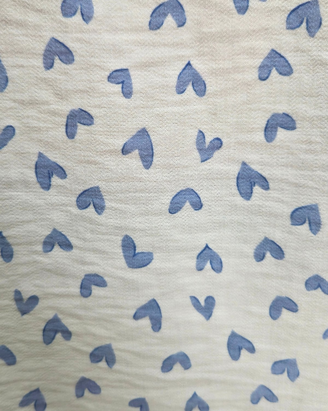Chemisier femme manches courtes blanc coeurs bleus