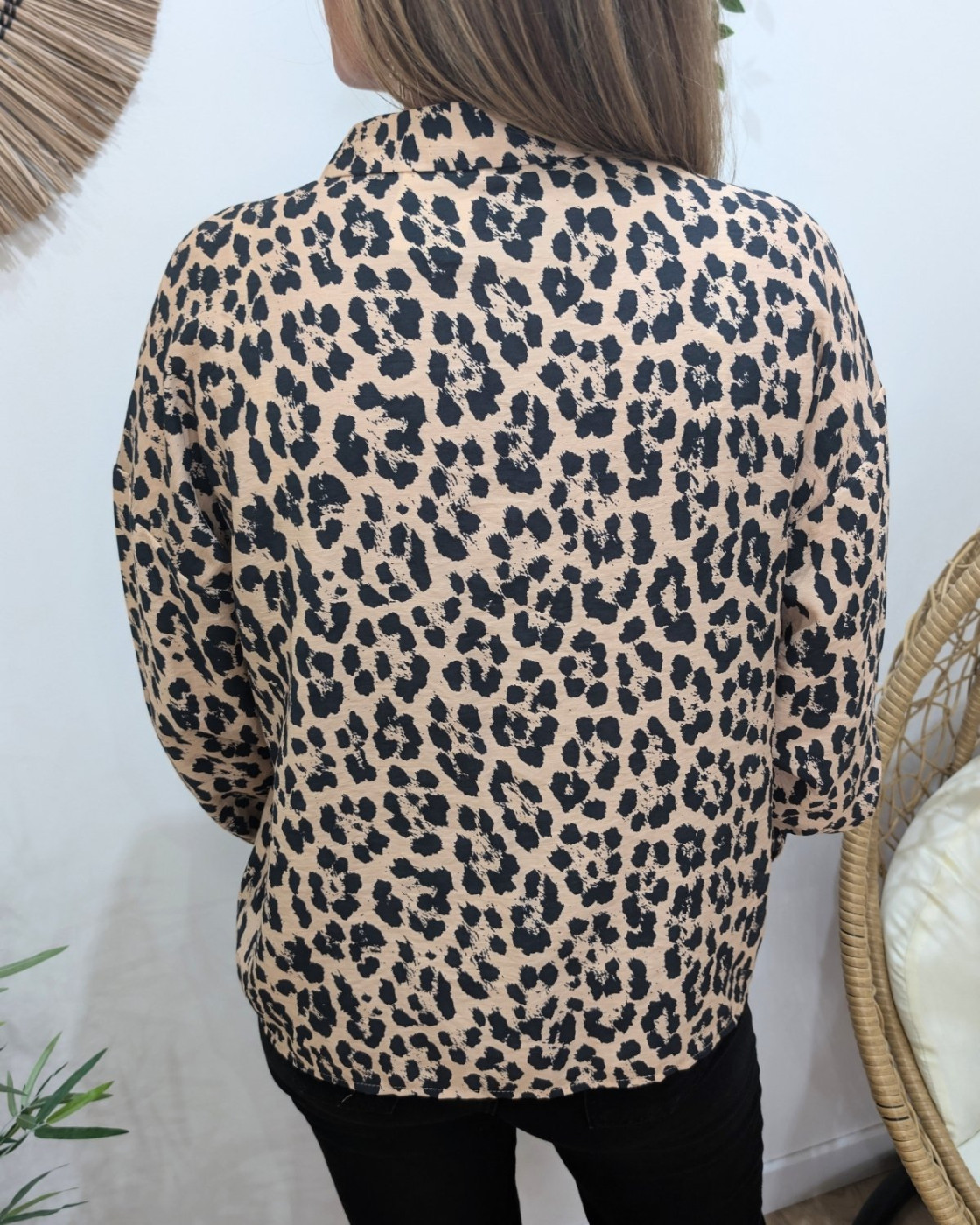 Chemisier femme léopard camel et noir Babila