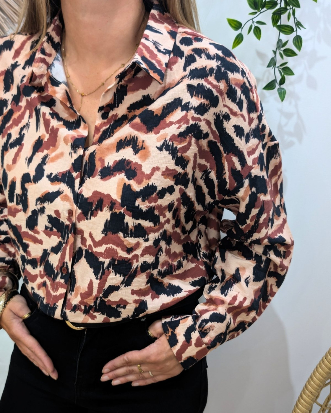 Chemisier femme noir terracotta Camilia