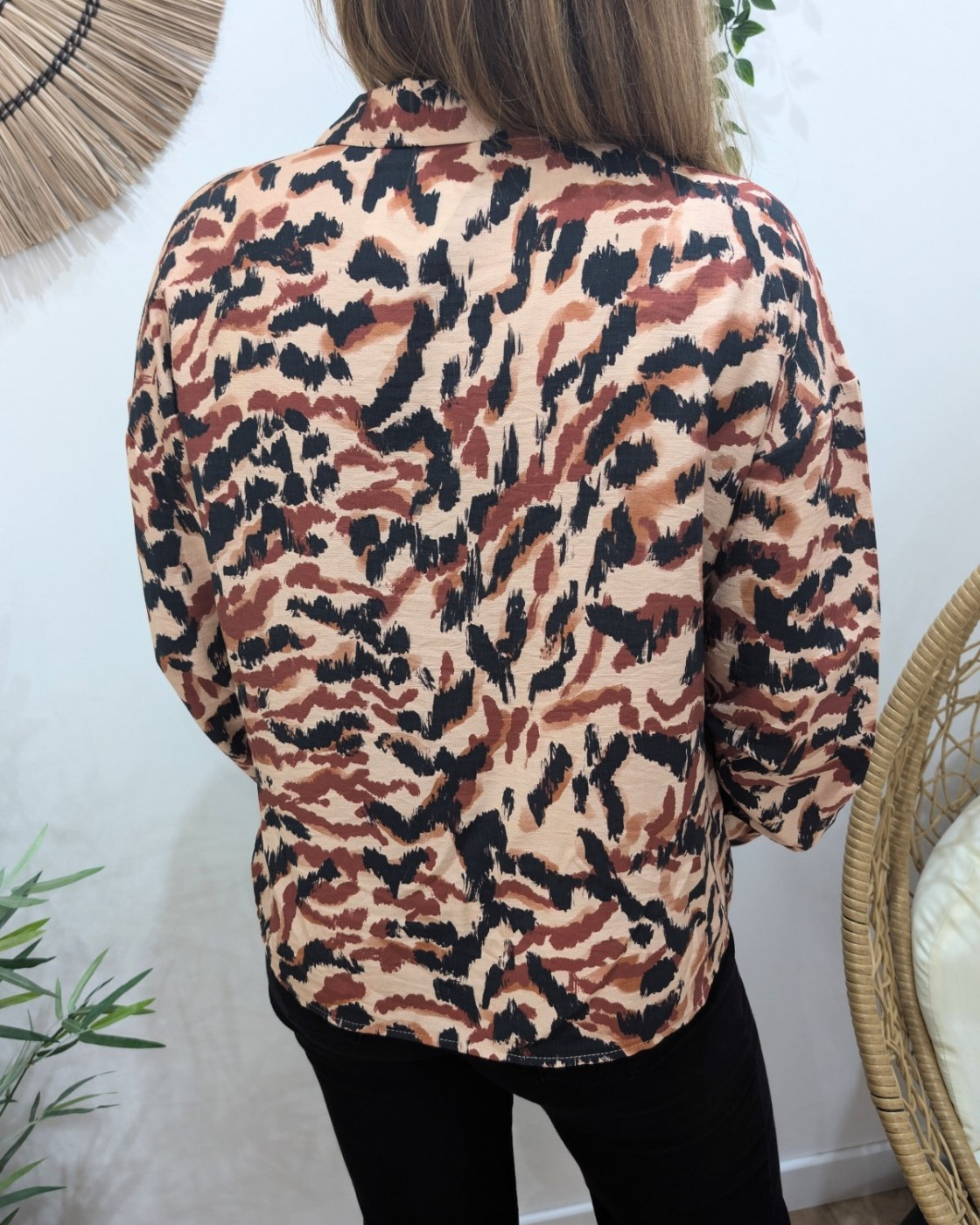 Chemisier femme noir terracotta Camilia