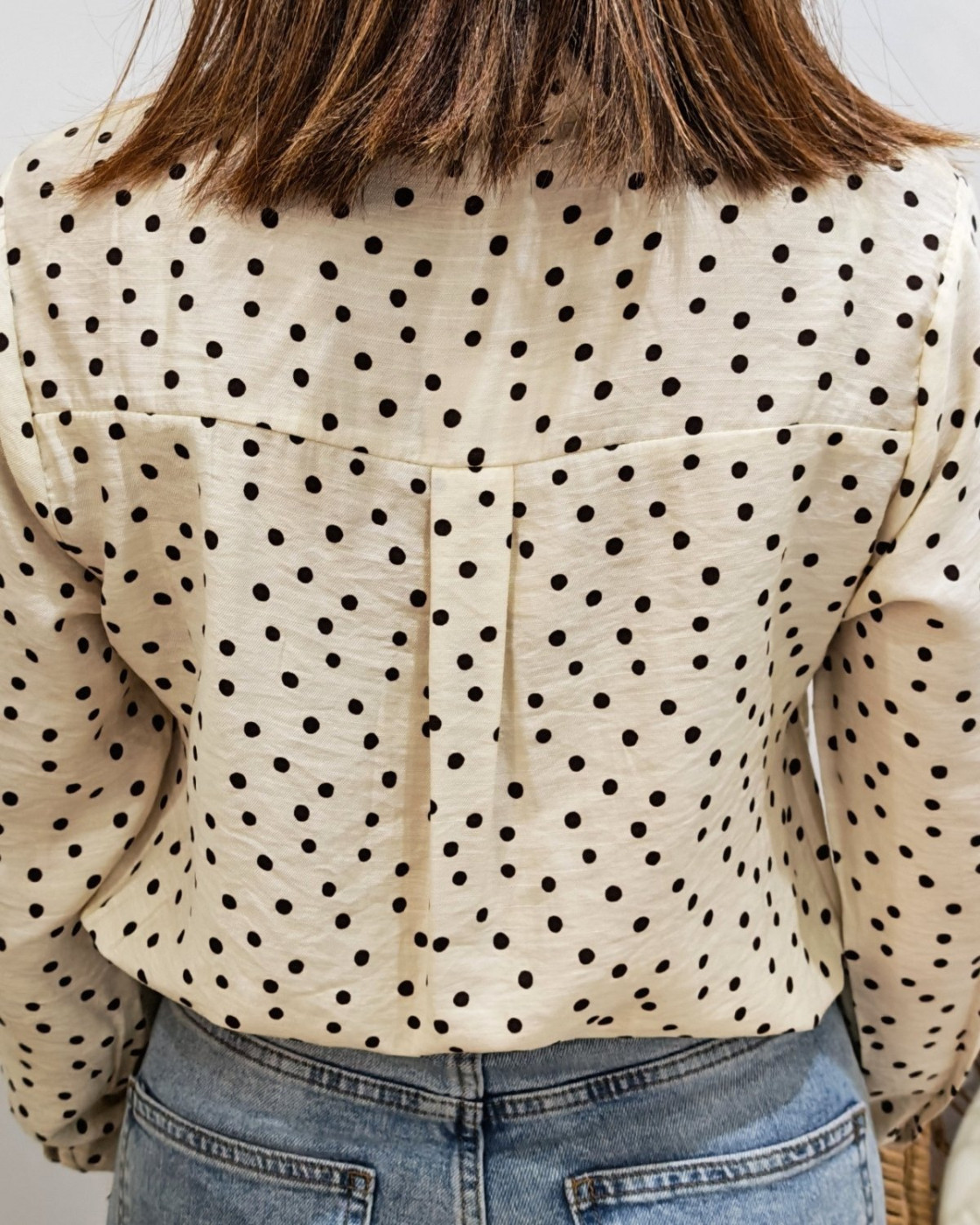 Chemisier femme beige à pois marrons
