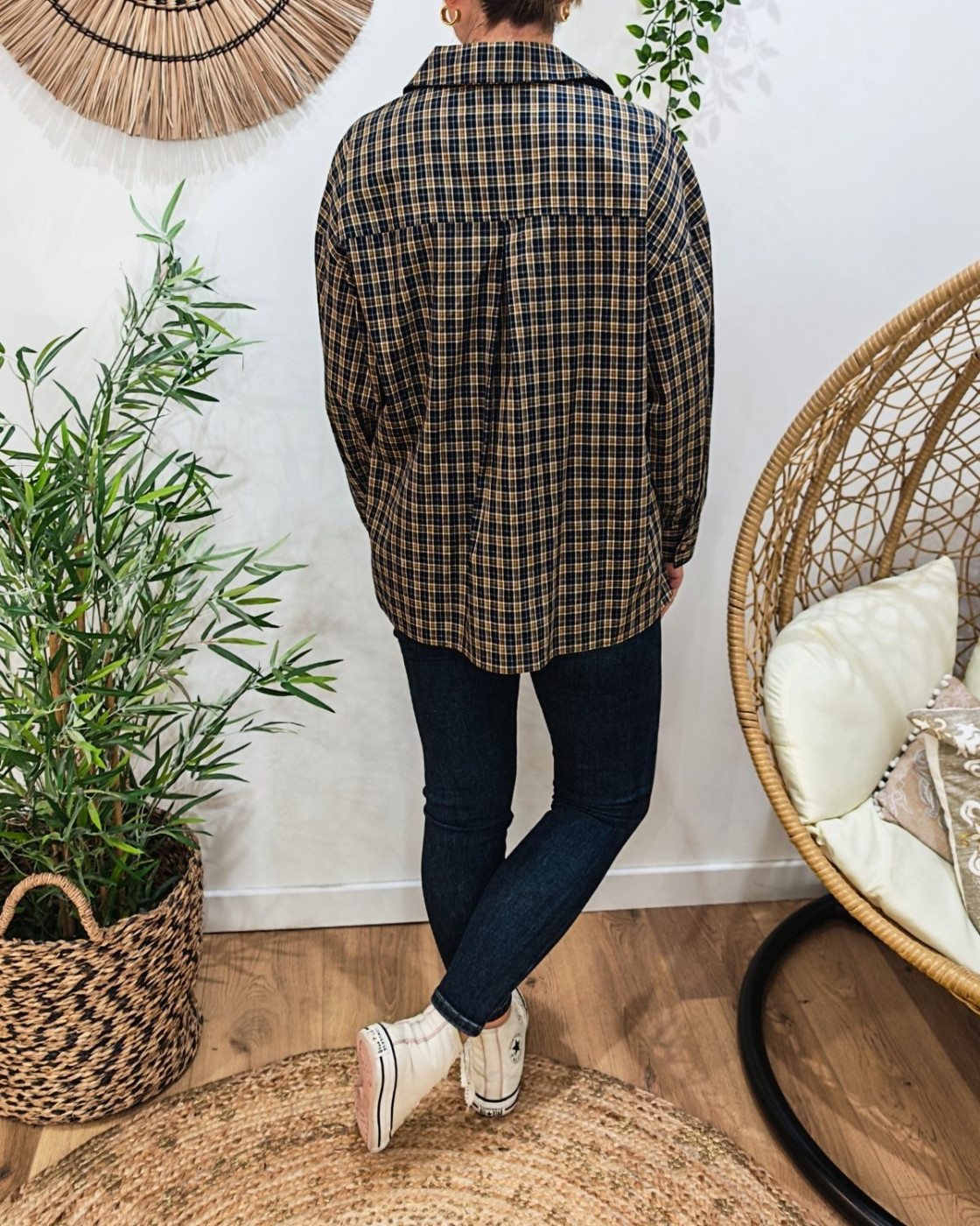 Chemisier femme marine et camel Luciana