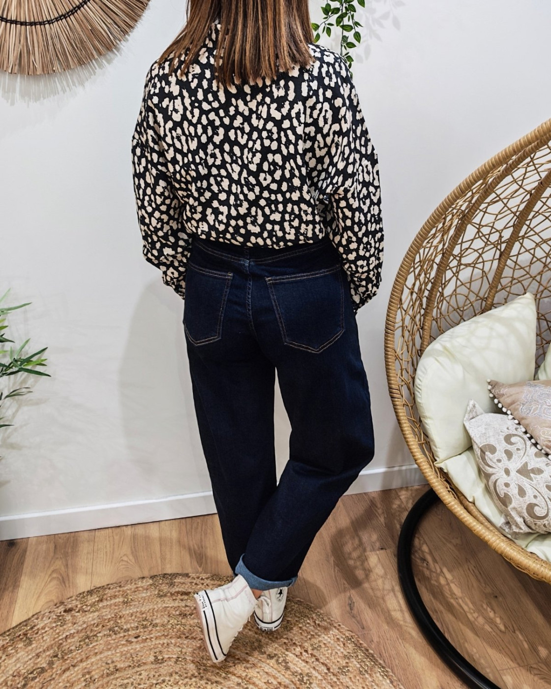 Chemisier femme léopard beige et noir Babila