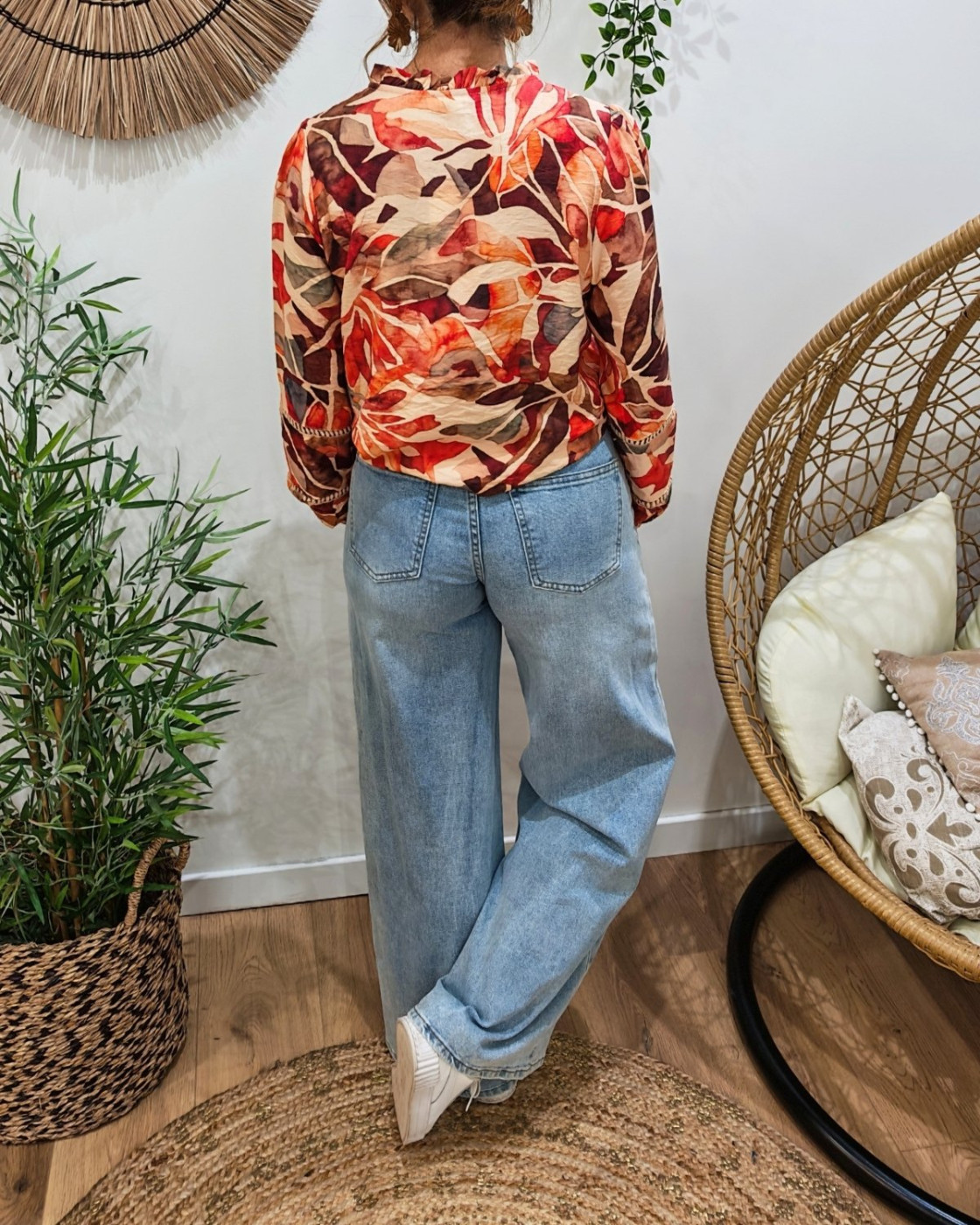 Chemisier femme à motifs terracota orangé Amalia