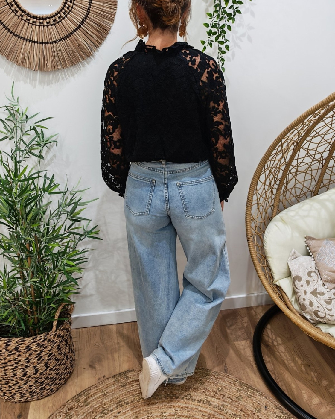Chemisier femme ajouré noir Estrela