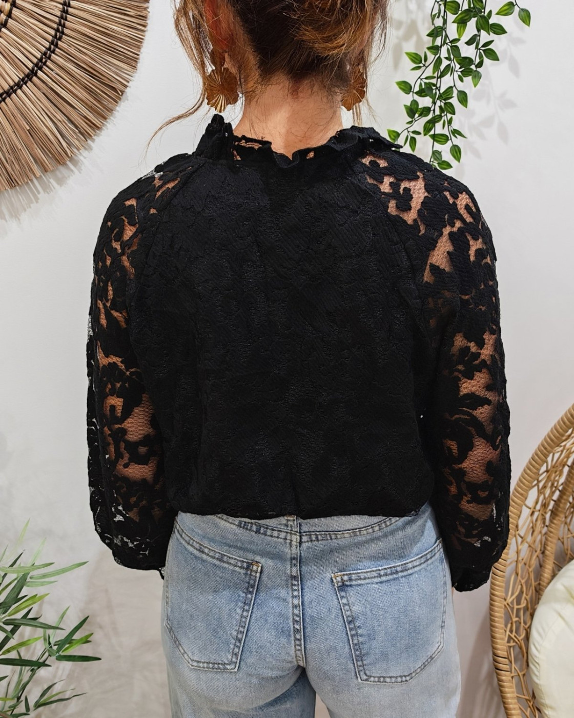 Chemisier femme ajouré noir Estrela