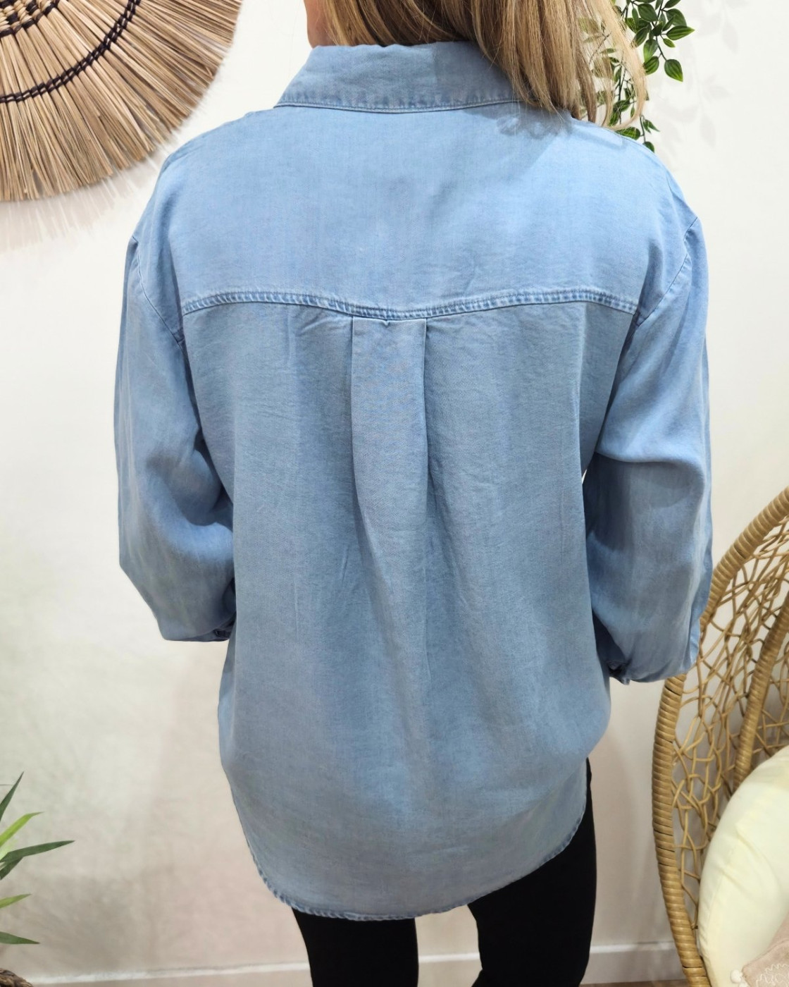 Chemise femme fluide bleu jean Pétunia