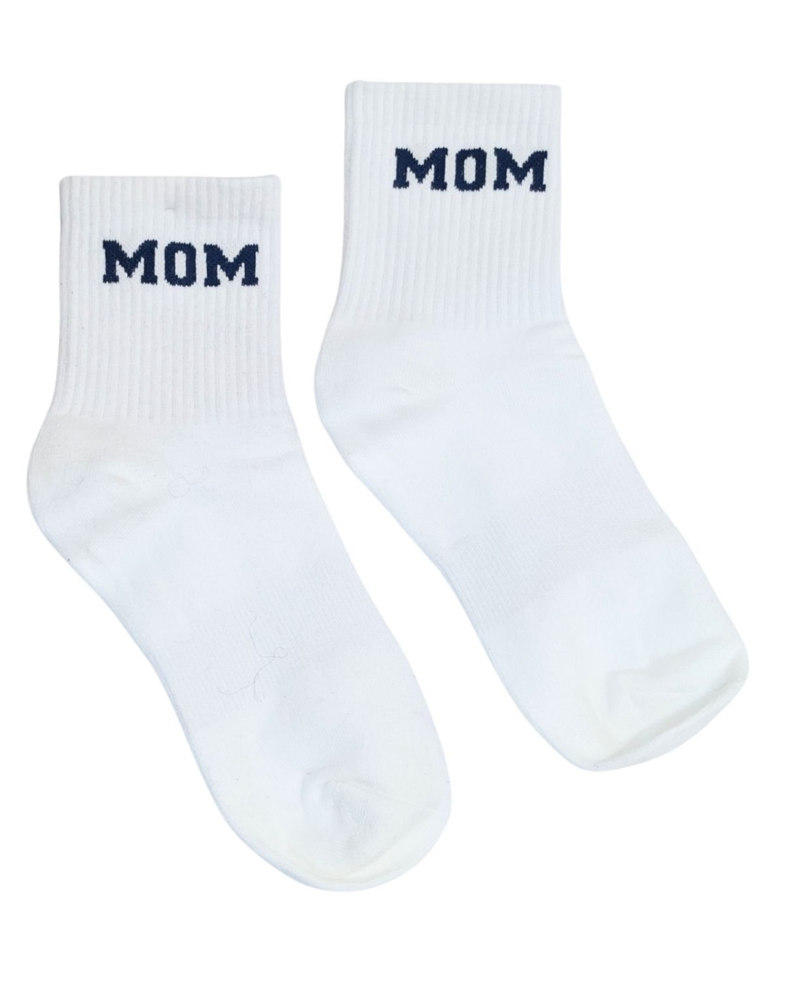 Chaussettes femme ecru écriture mom bleu marine