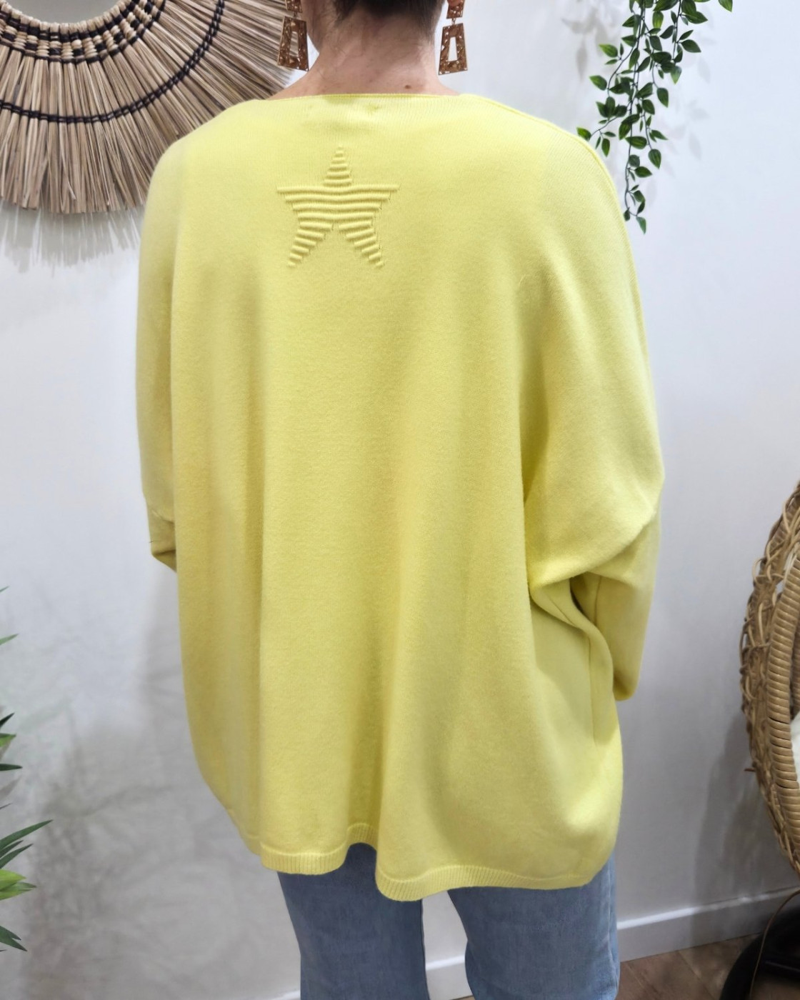 Gilet mi-long femme petite etoile relief