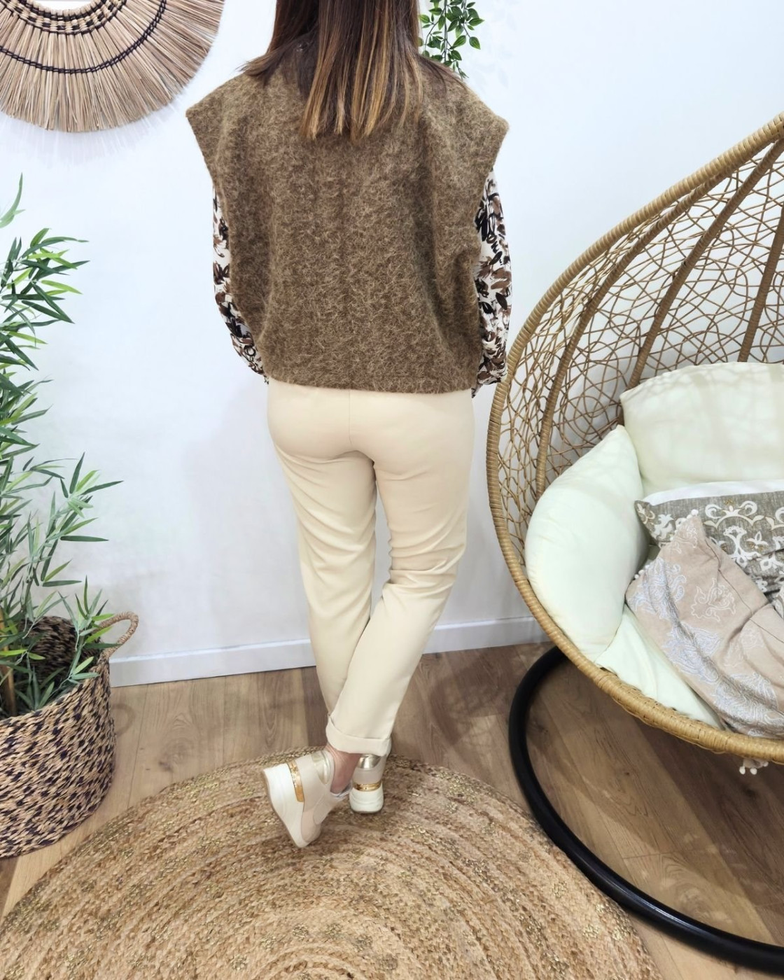 Gilet femme sans manche camel Pénélopea