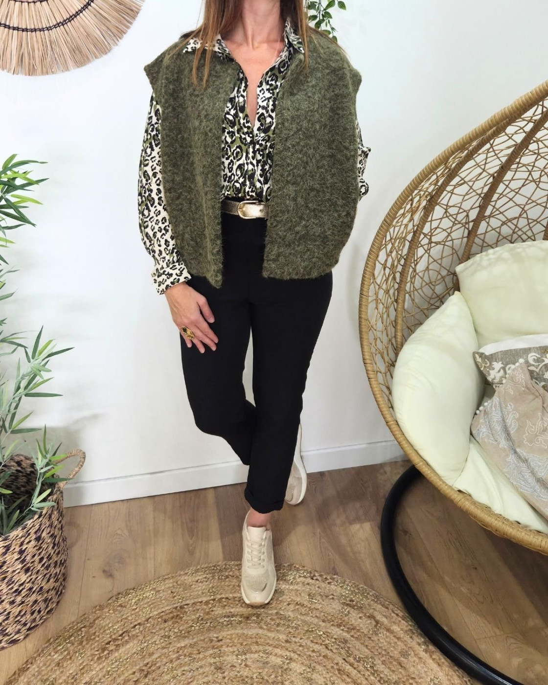 Gilet femme sans manche kaki Pénélopea