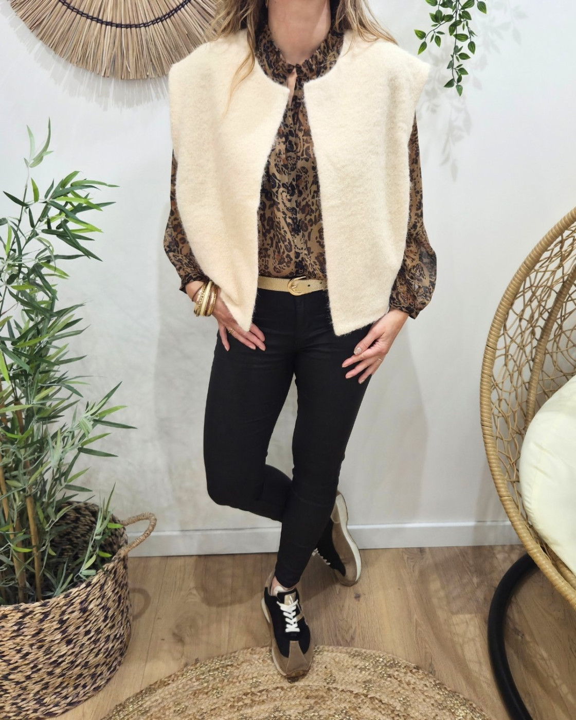 Gilet femme sans manche beige Pénélopea