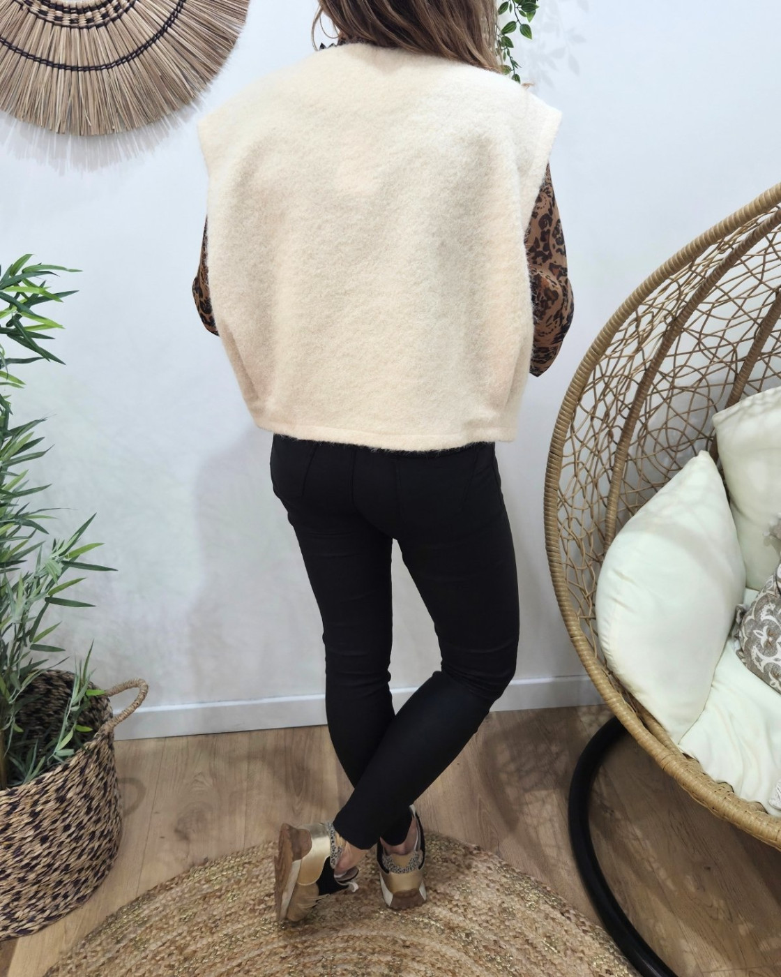 Gilet femme sans manche beige Pénélopea