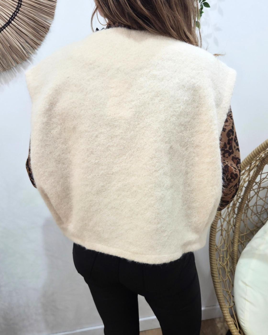 Gilet femme sans manche beige Pénélopea