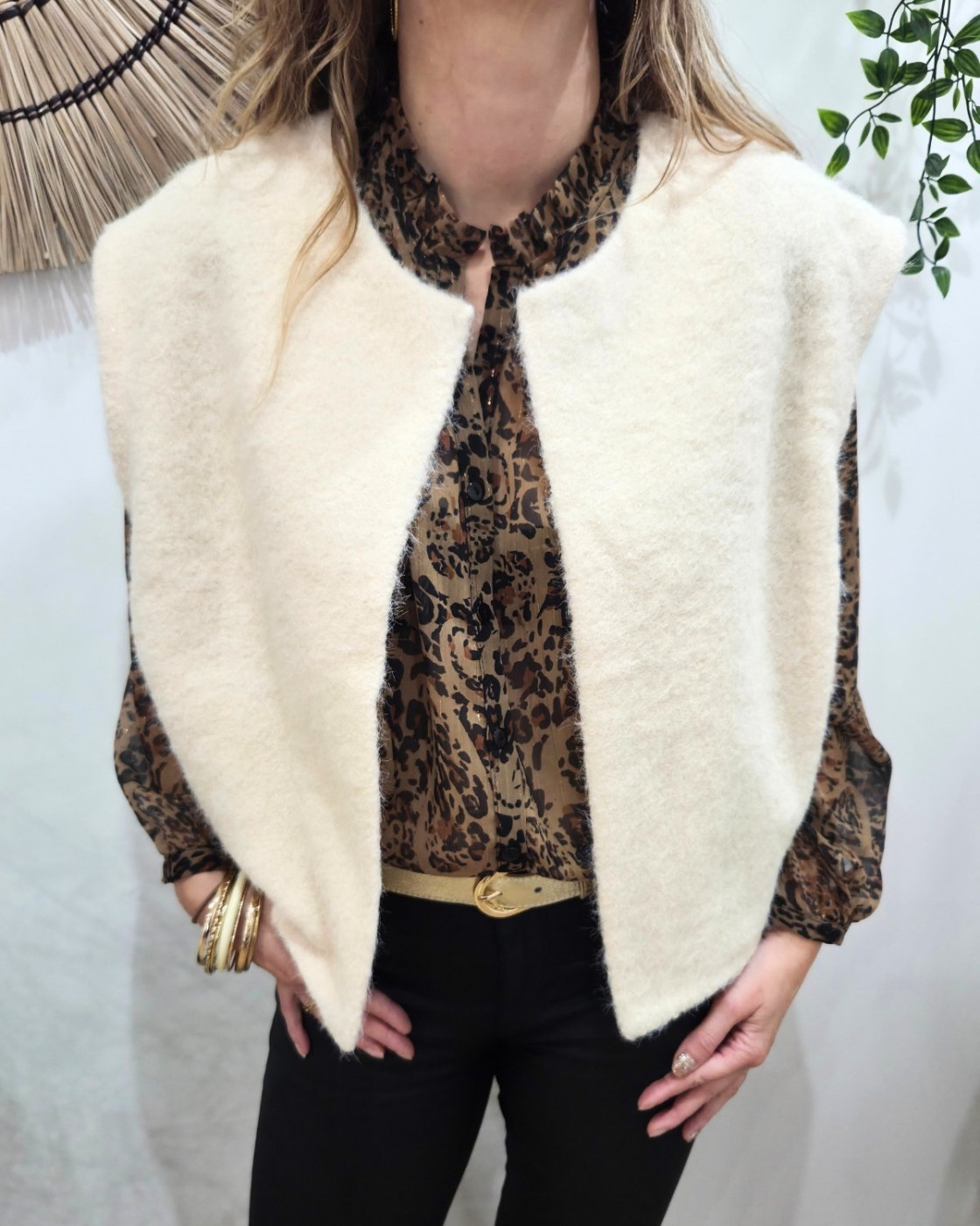 Gilet femme sans manche beige Pénélopea