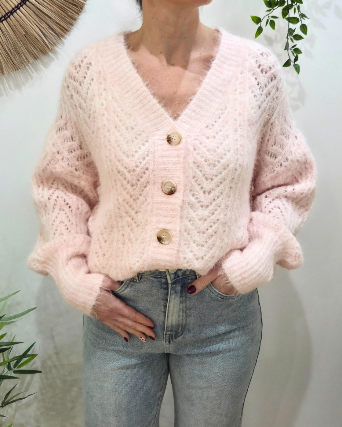 Gilet boutonné ajouré