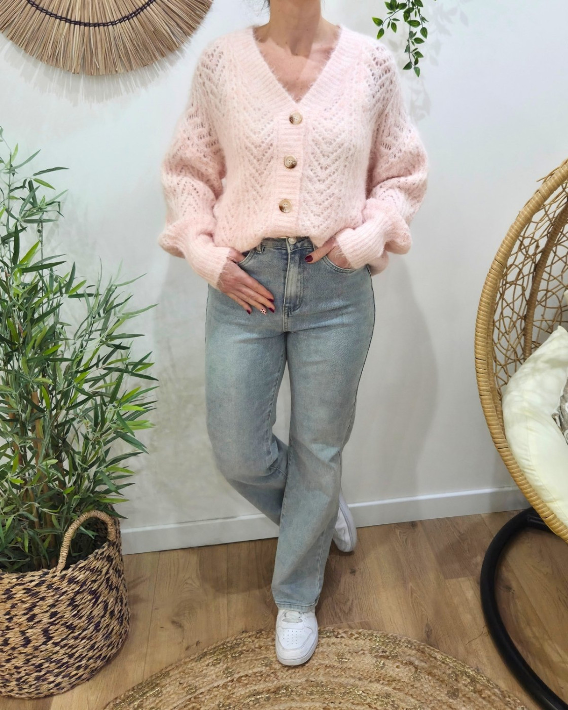 Gilet boutonné ajouré