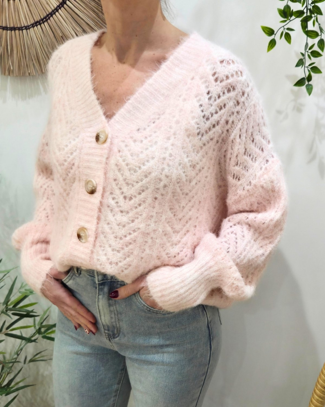 Gilet boutonné ajouré