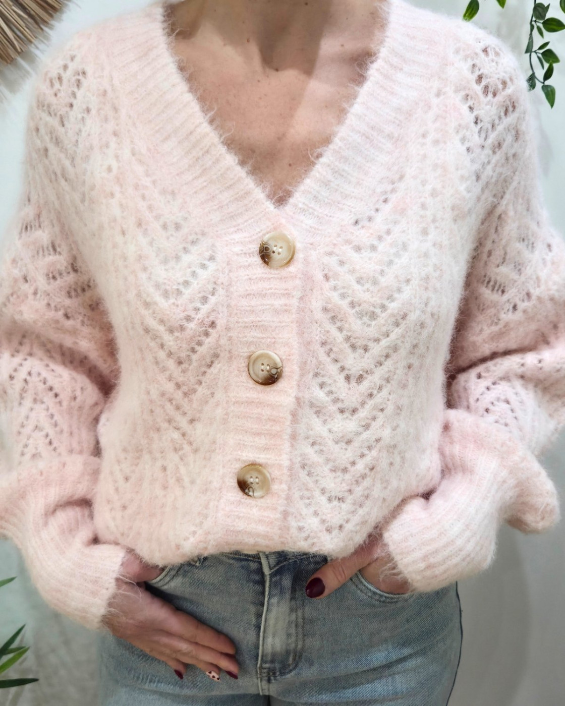 Gilet boutonné ajouré