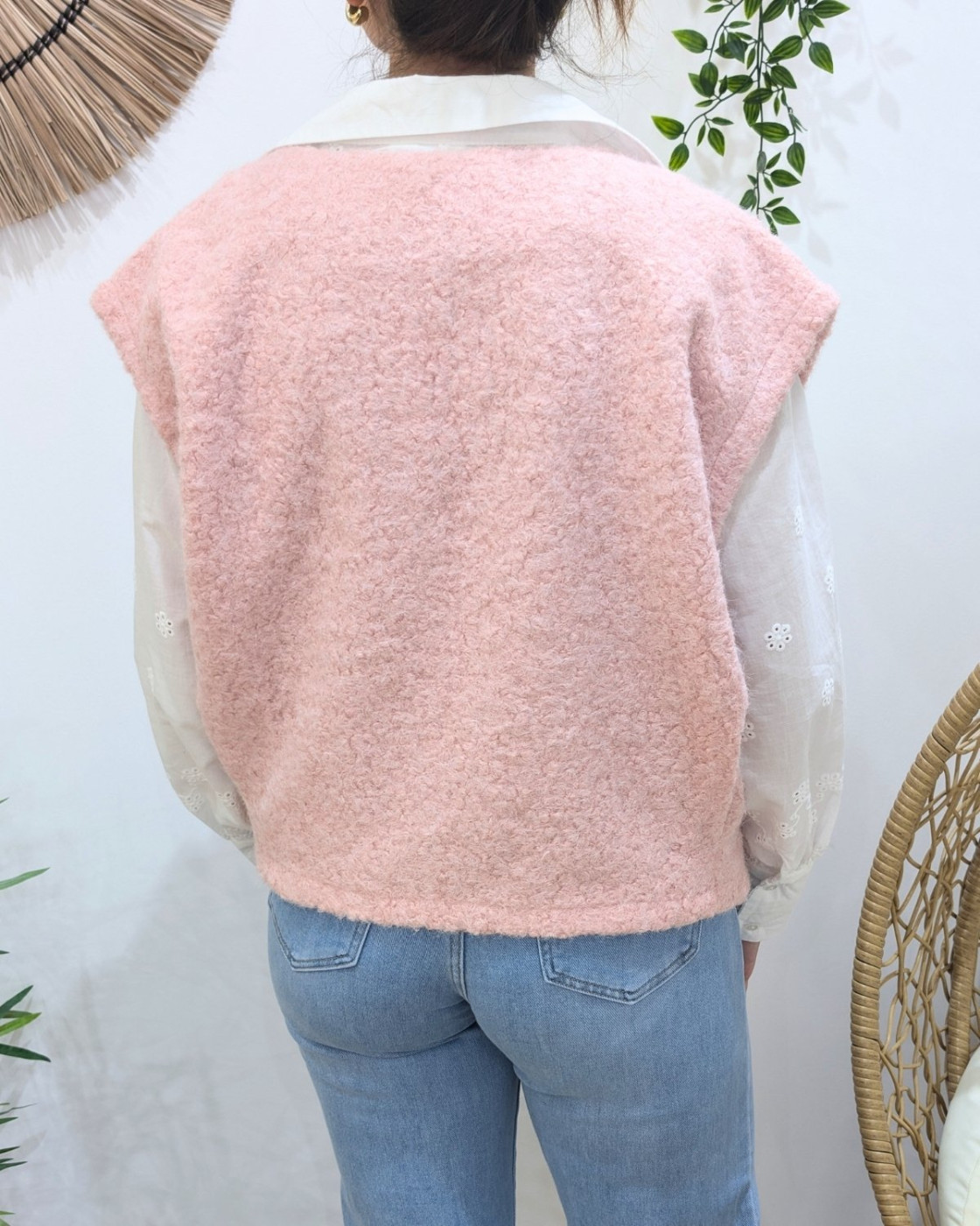 Gilet femme sans manche rose poudré Pénélopea
