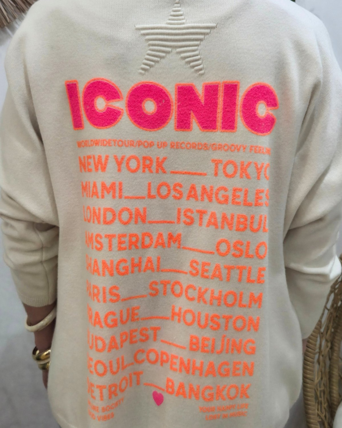 Gilet mi-long femme petite etoile relief Iconic