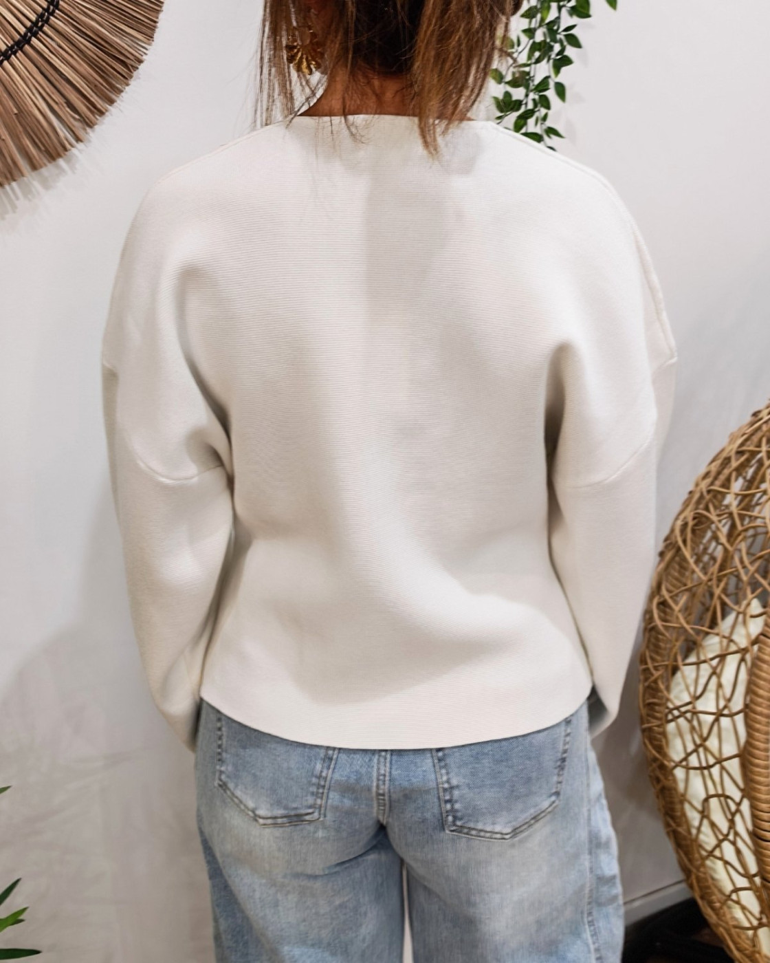 Gilet femme écru gros bouton doré Numa
