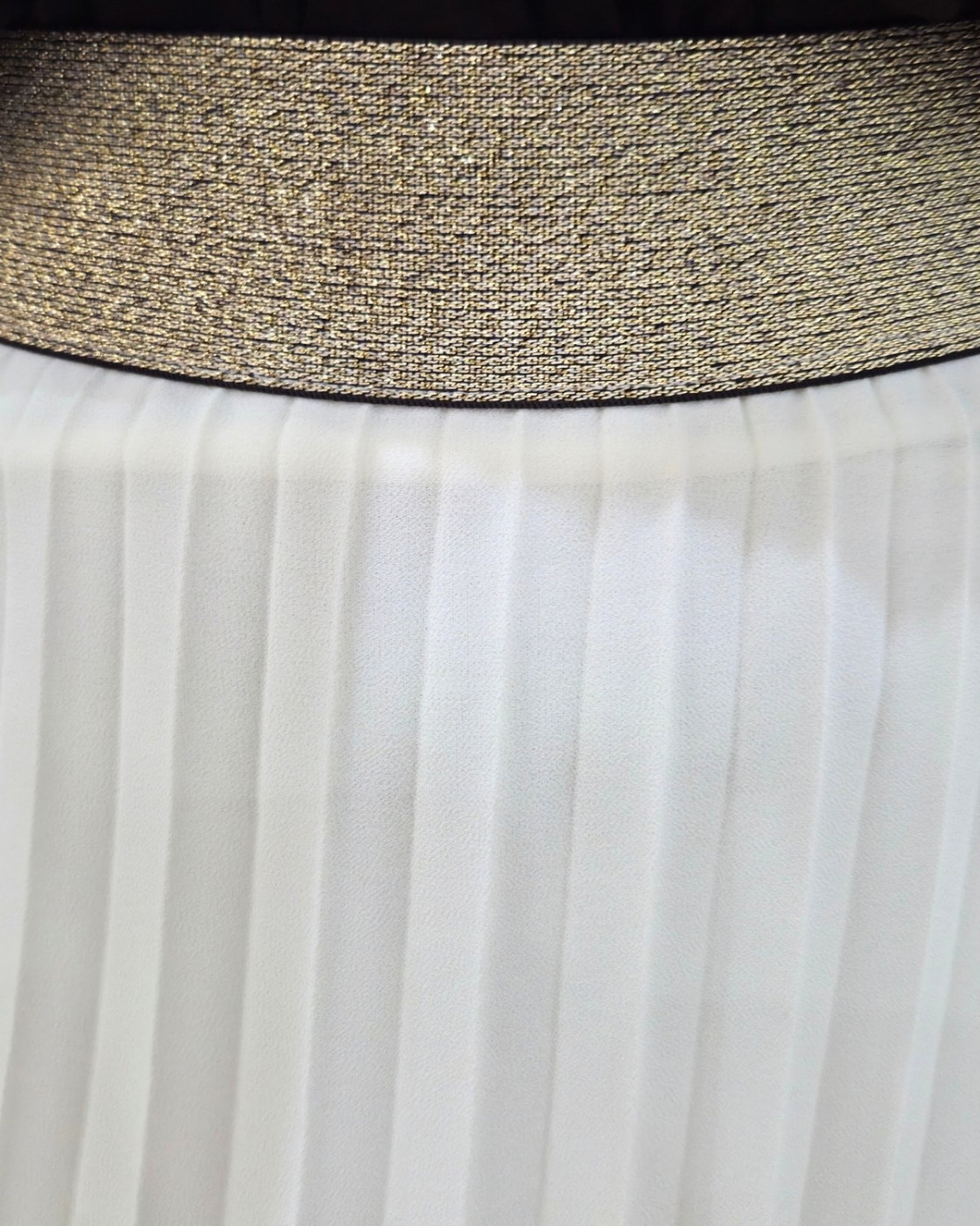 Jupe longue plissée femme grande taille élastique doré pailleté