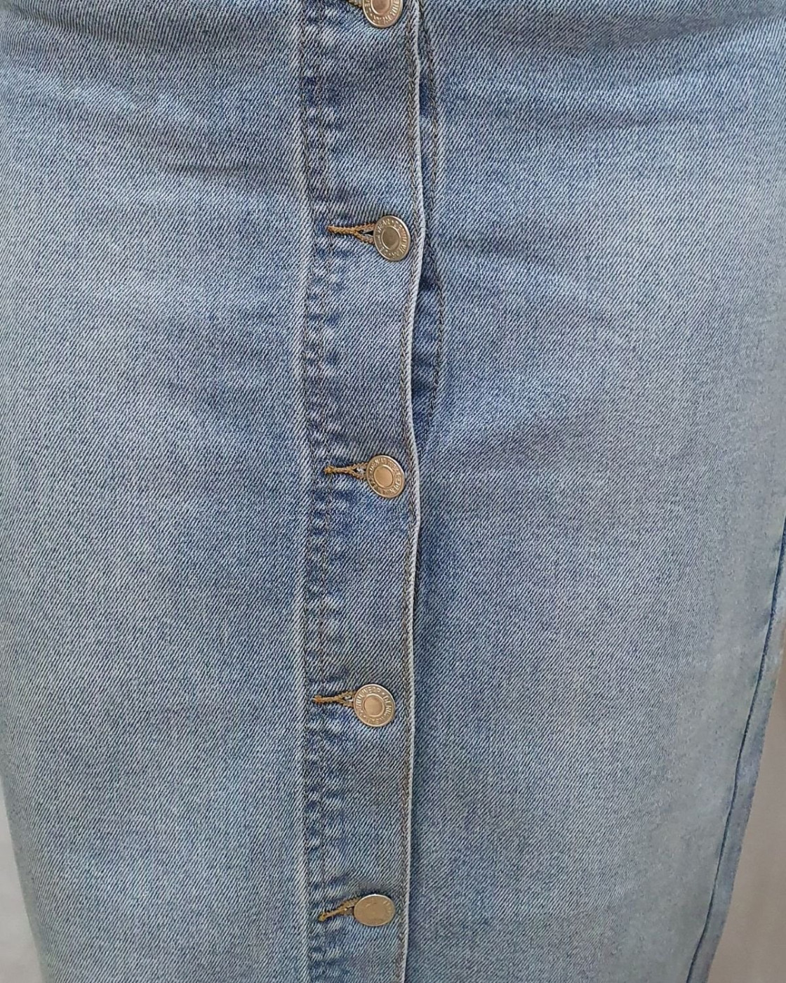 Jupe longue en jean femme bleu clair boutonnée