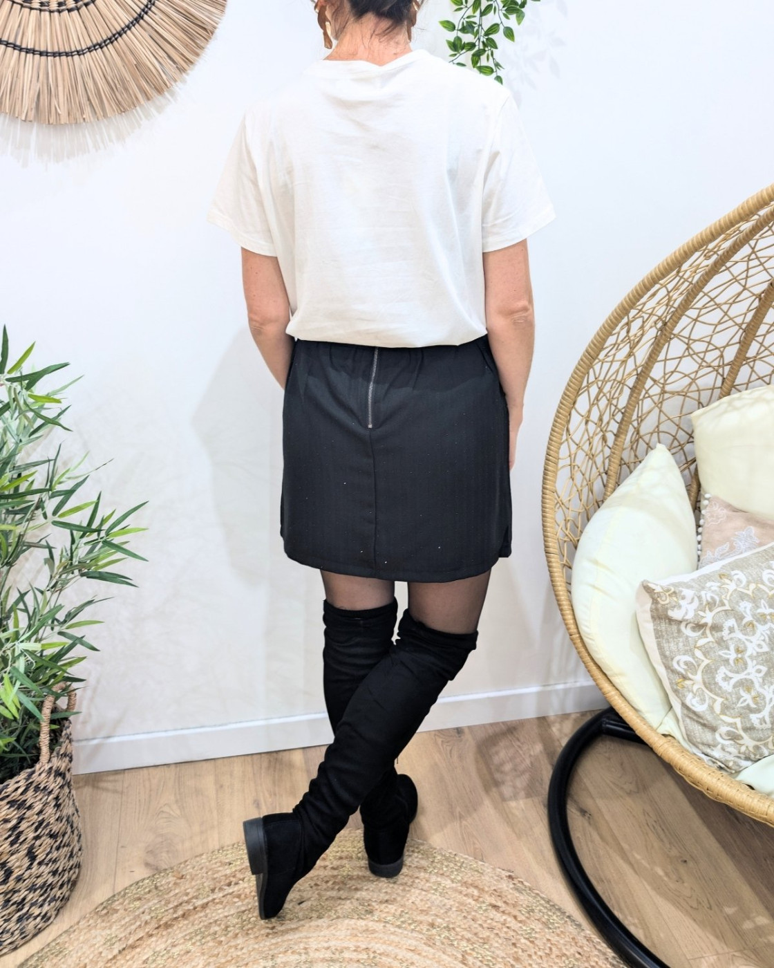 Jupe femme noire strass noirs Emyra