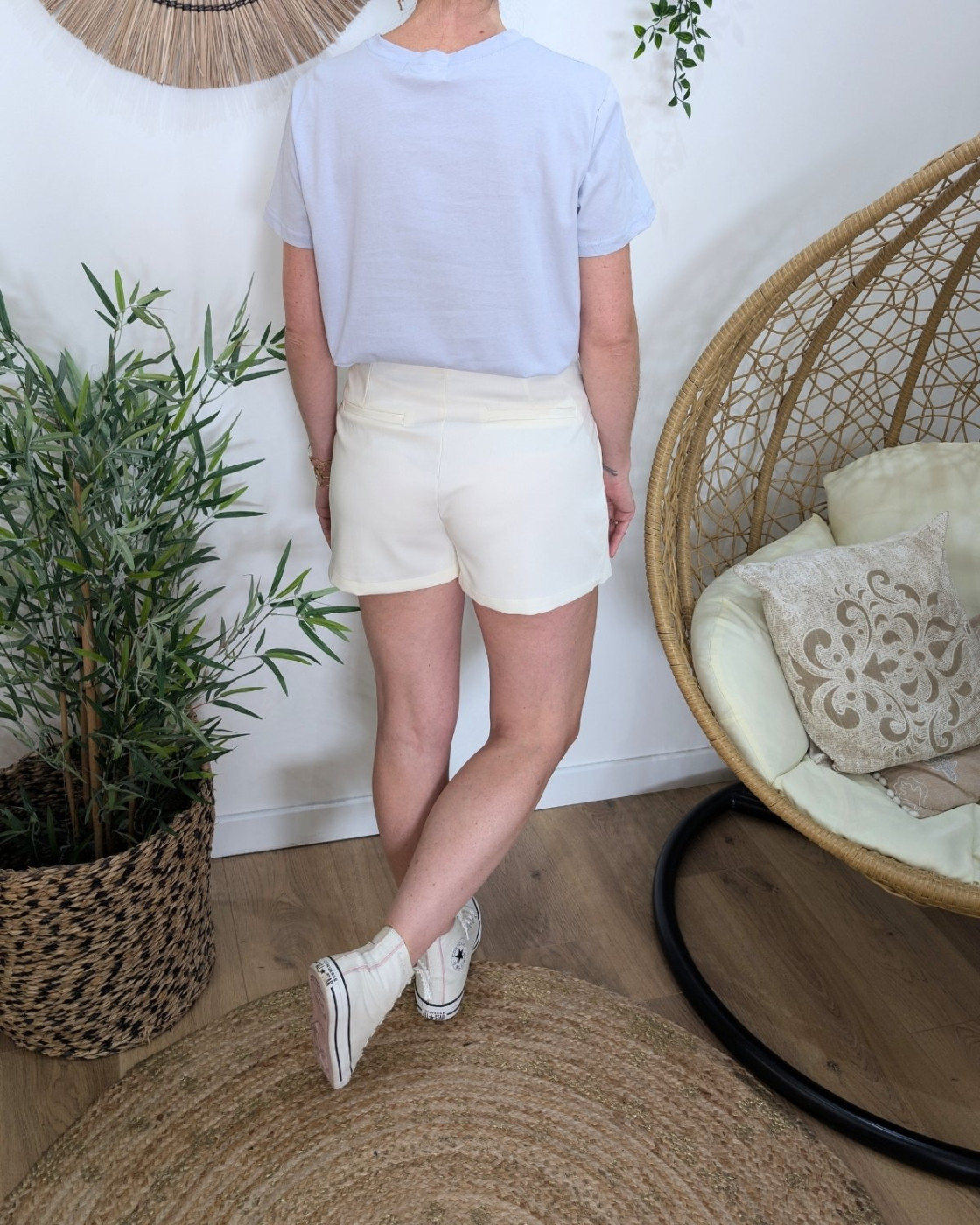 Jupe short femme écrue